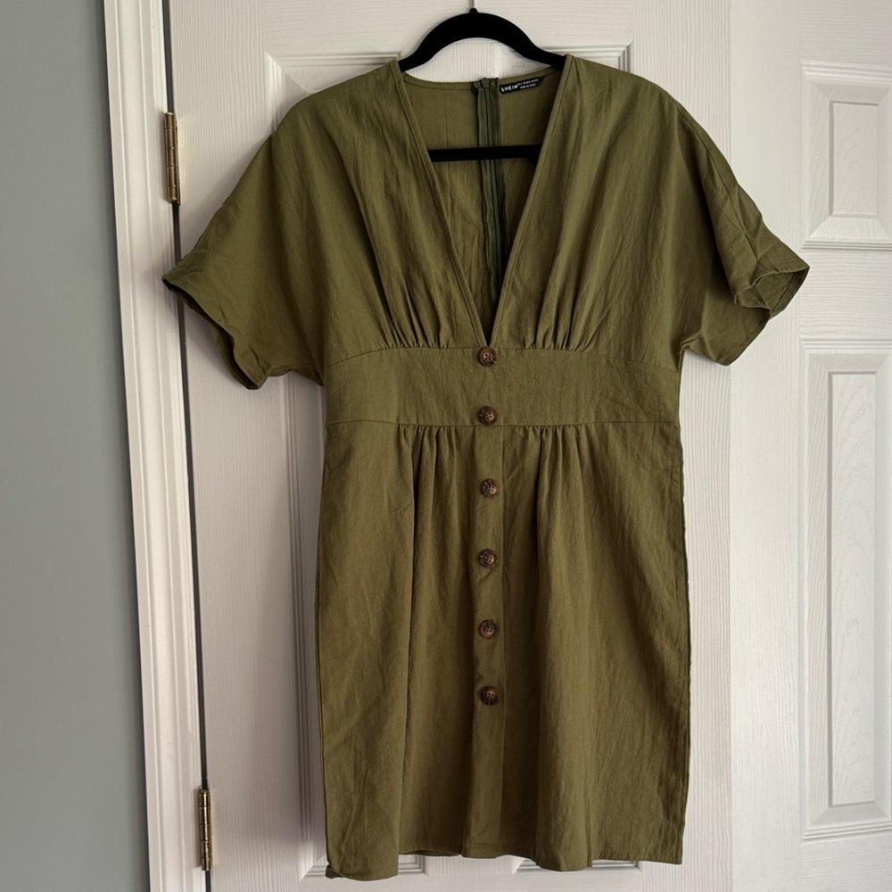 SHEIN Olive Green Midi Dress